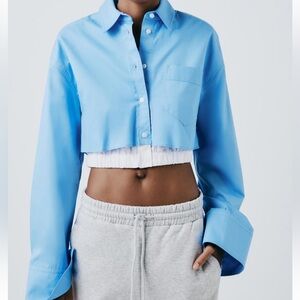 Zara Sky Blue Cropped Shirt